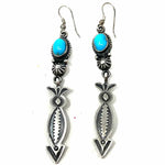 M&R .925 Silver/Turq Dangle Navajo Turquoise Earrings - Article Consignment