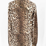 GEORGES RECH Women's Brown/Black Button Up Cashmere Knit Animal Print Cardigan - Article Consignment