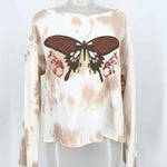 Grayson/Threads Women's White/Beige Pullover Butterfly Size M Sweatshirt - Article Consignment