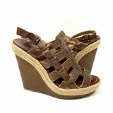 Christian Louboutin Women's Brown Espadrille metalic Wedge Size 41/10 Sandals - Article Consignment