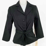 Wendy Hil Women's Black Blazer Ribbed Bow Professional Size M Jacket - Article Consignment