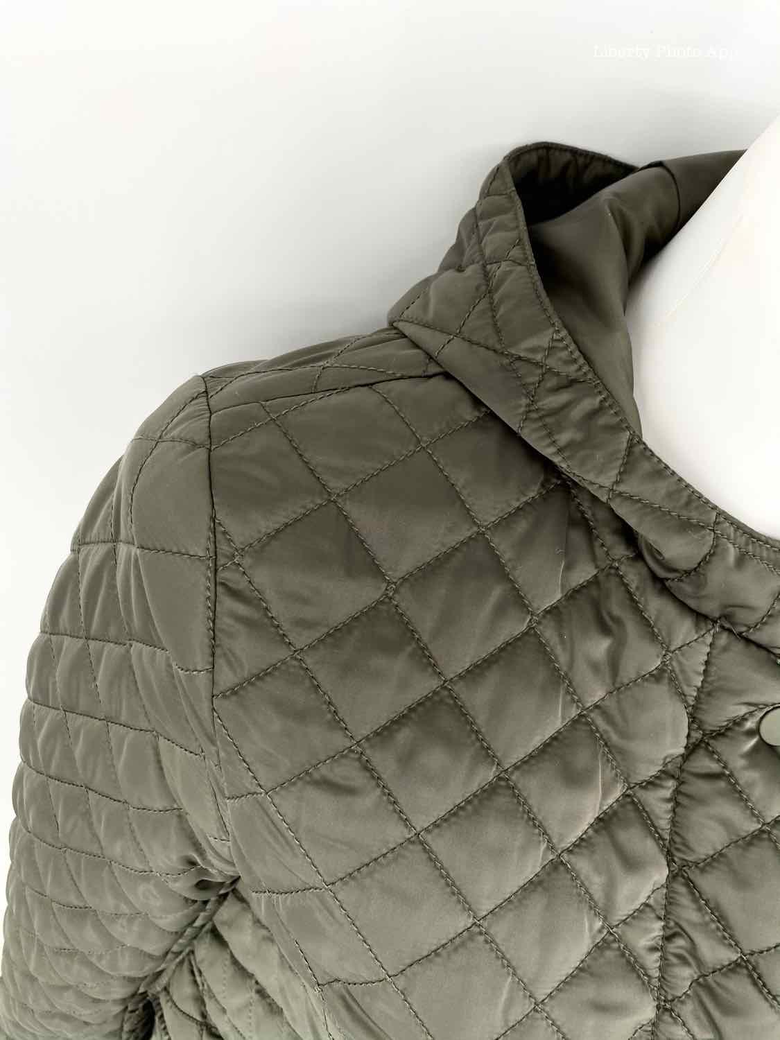 ZARA Size M Olive Hooded Polyester Quilted Coat - Article Consignment