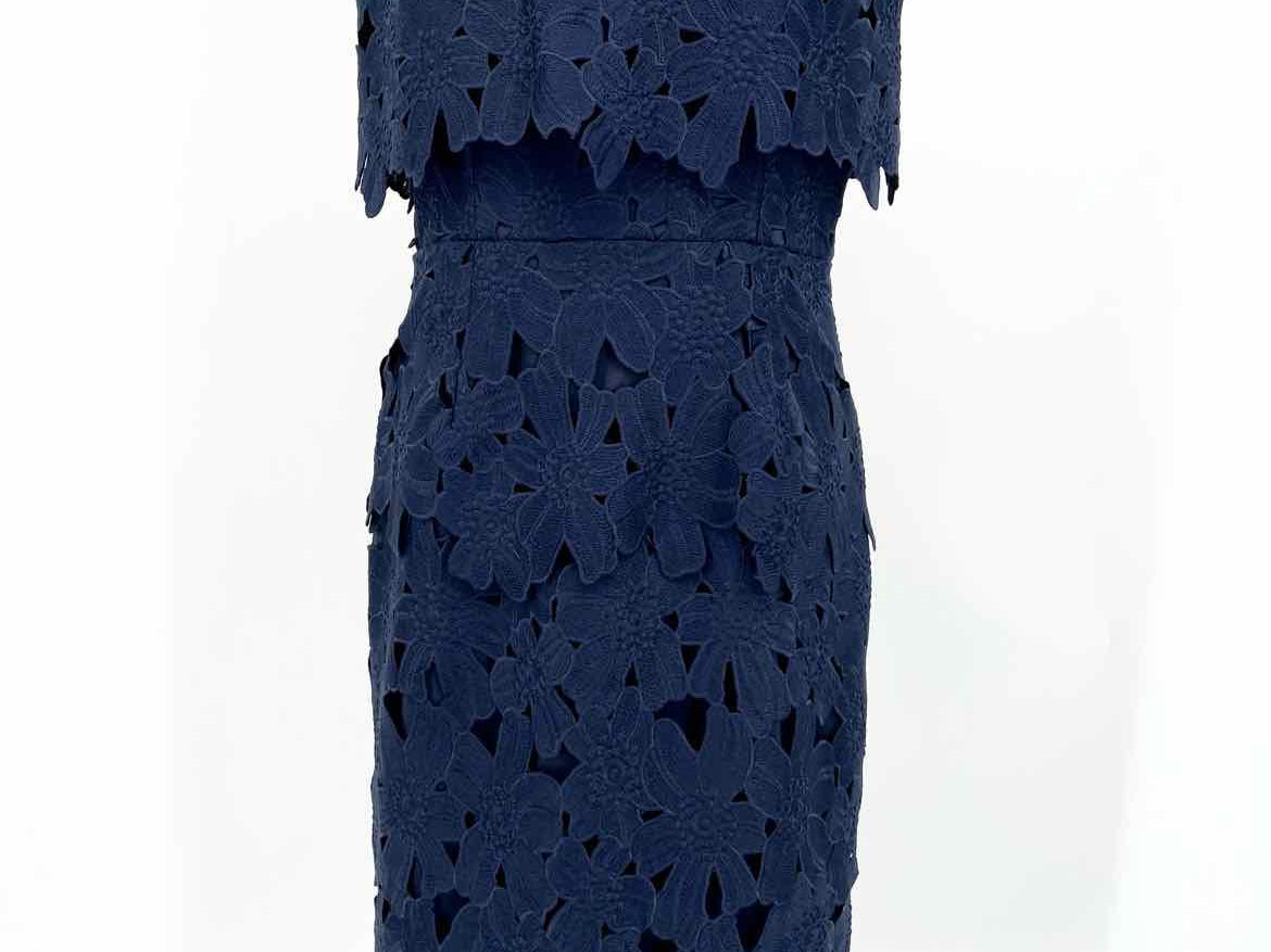 BLACK HALO Women's Navy Sleeveless Lace Made in LA Size 10 Dress - Article Consignment