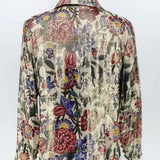 Chanel Women's Beige Print Blazer Silk Blend Floral France Size 38/6 Jacket - Article Consignment