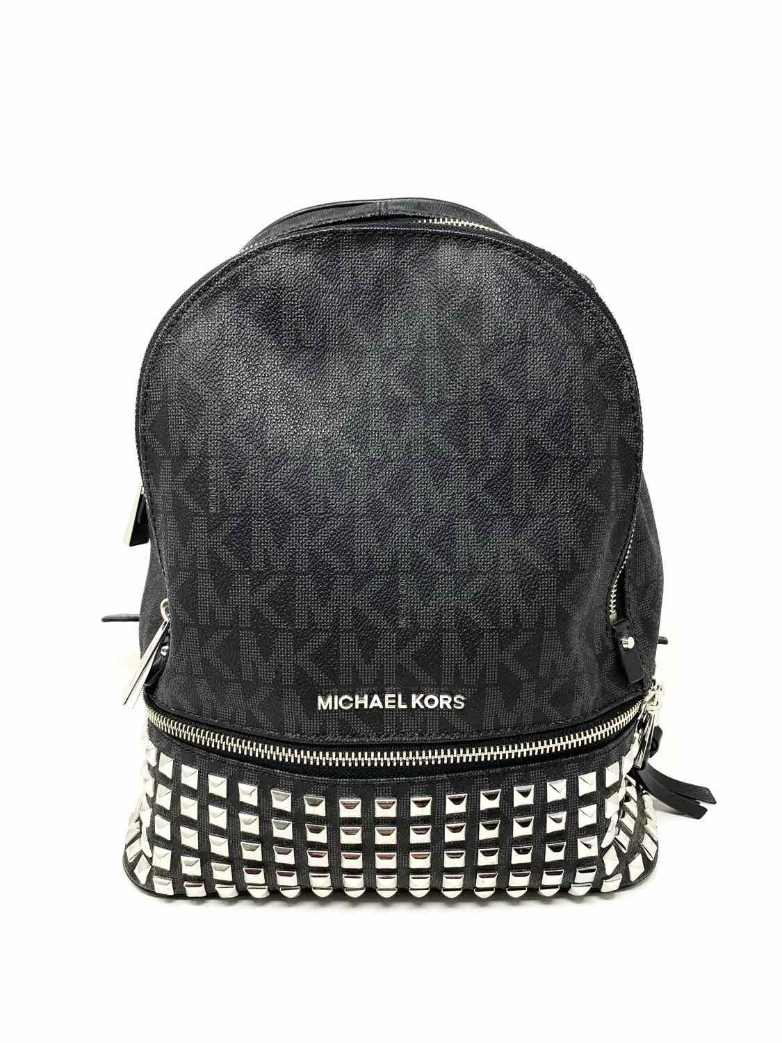 Michael Kors Leather Black/Silver Monogram BackPack - Default Title -  Article Consignment in 2023