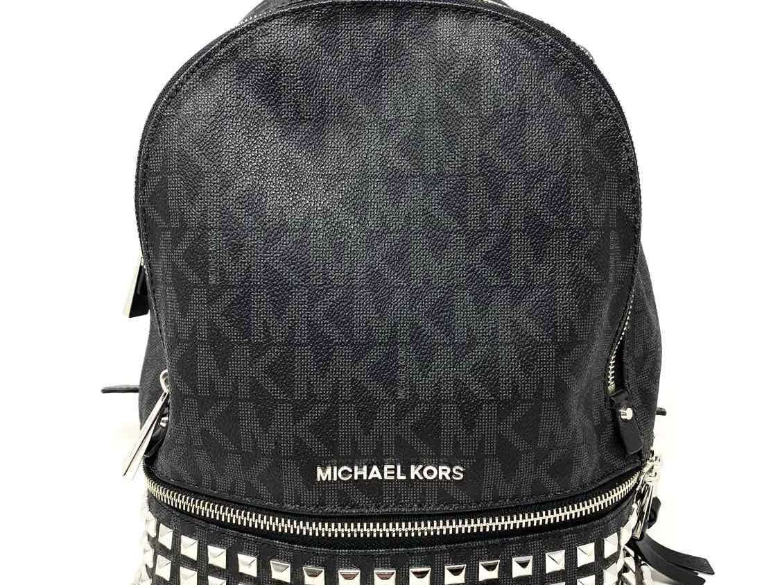 Michael Kors Leather Black/Silver Monogram BackPack - Default Title -  Article Consignment in 2023