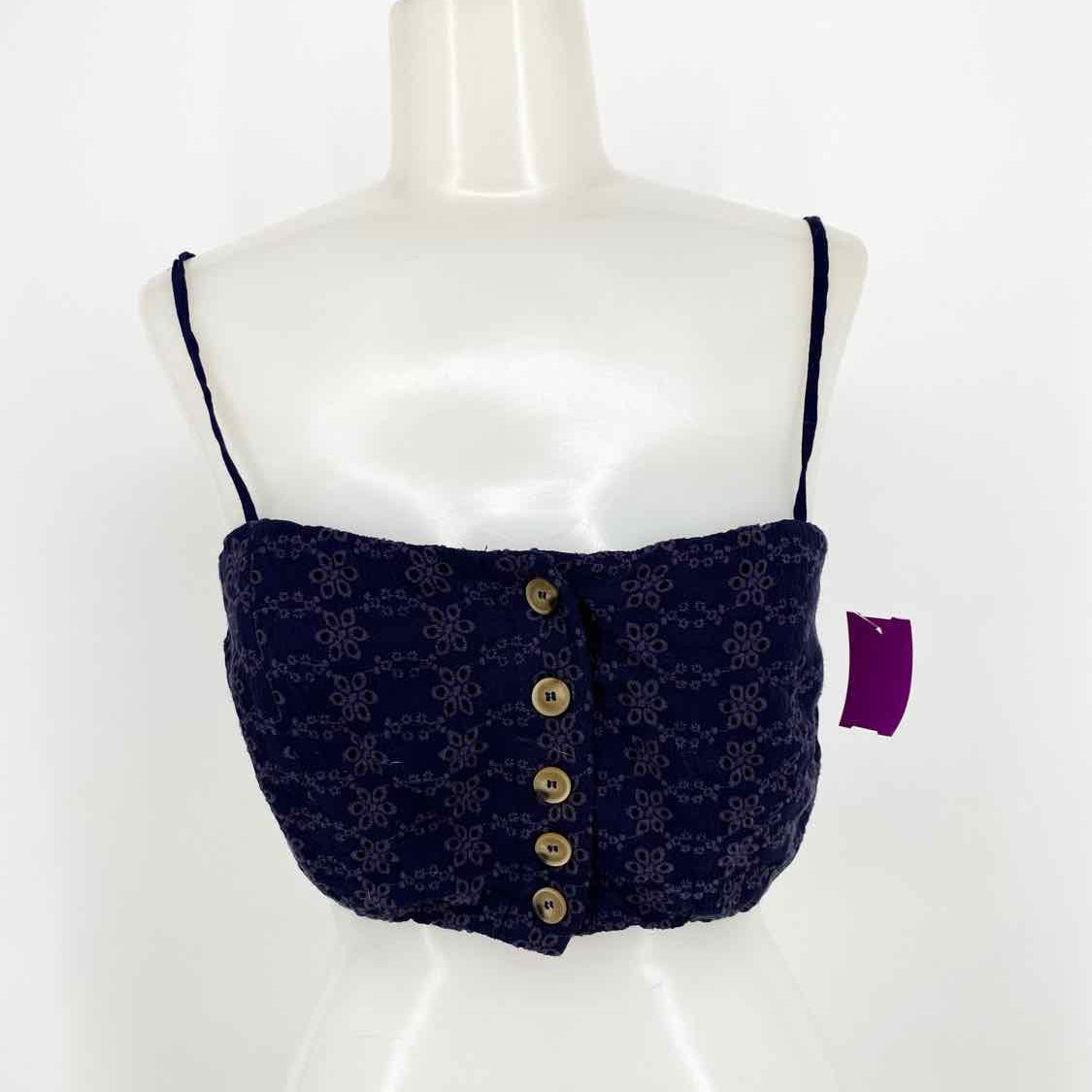 Nomad Women's Navy Crop Eyelet Size S Sleeveless - Article Consignment