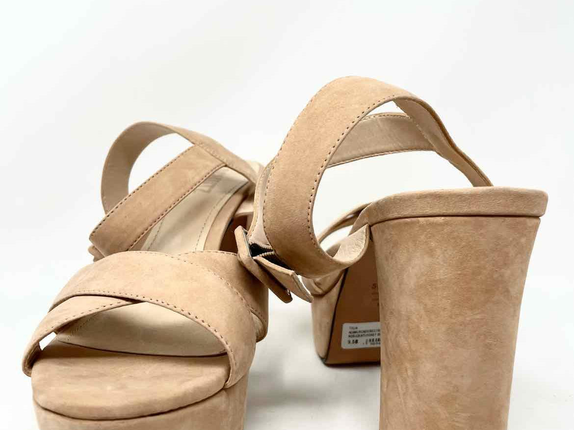 SCHUTZ Women's Tulia Nude Platform Suede CrissCross Size 9.5 Sandals - Article Consignment