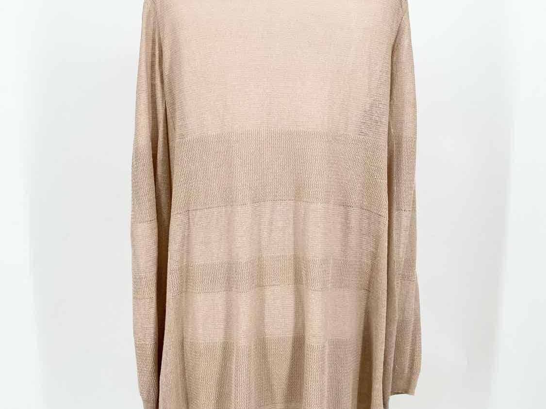 Nic + Zoe Women's Tan Open Front Linen Blend Knit Size S Cardigan - Article Consignment