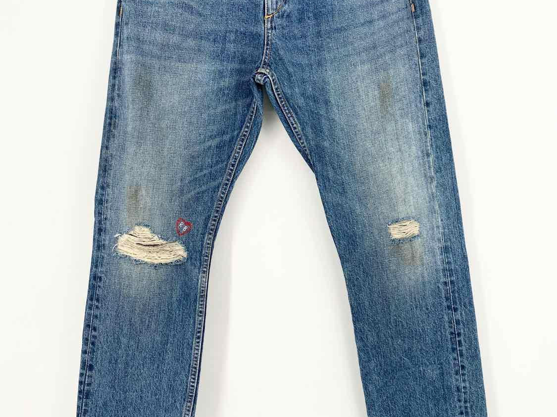 rag & bone Women's Blue Straight Denim Low-Rise Size 27/4 Distressed Jeans - Article Consignment