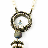 Michal Negrin Brass Cream/Brown Tassel Beaded Pearl Necklace - Article Consignment