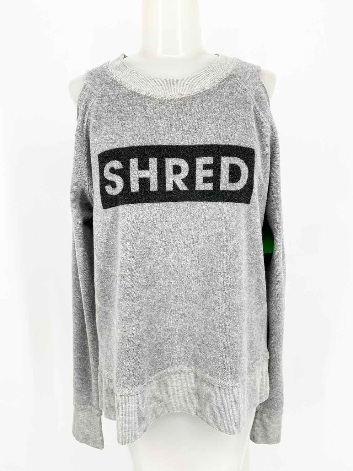 TYLER JACOBS Feel the Piece Women's Gray cold shoulder script XS/s Long Sleeve - Article Consignment