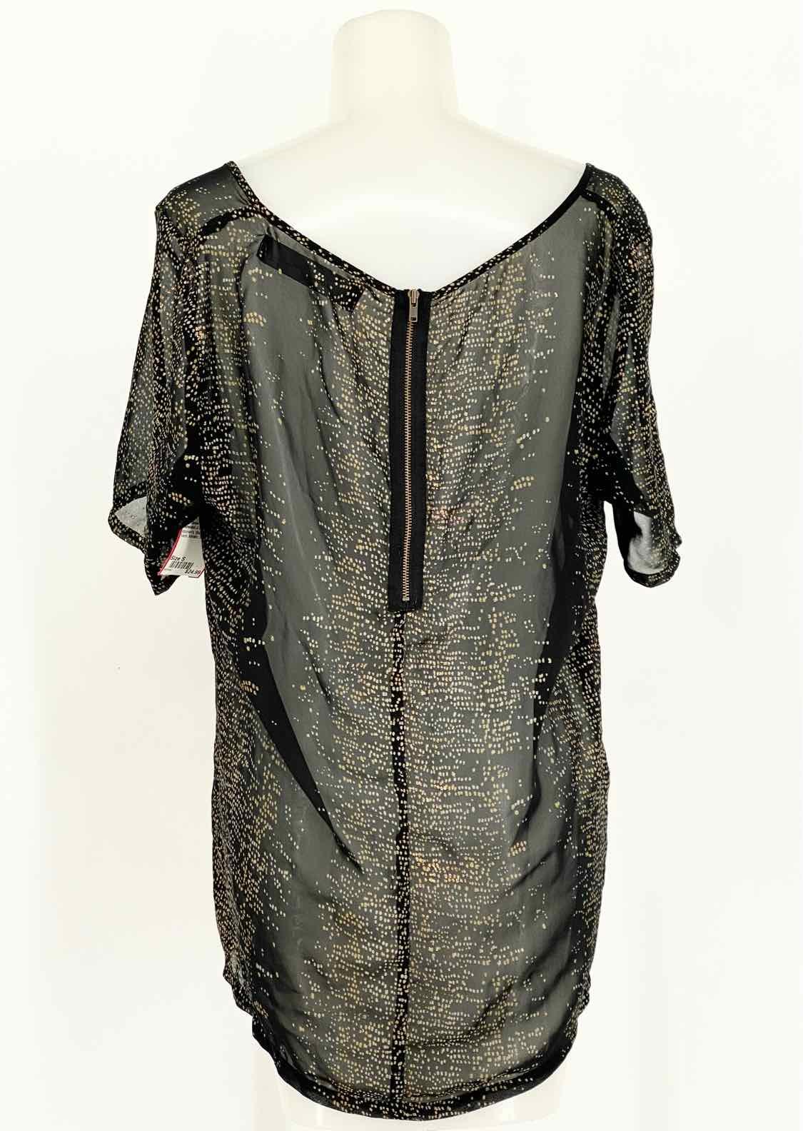 Patterson J. Kincaid Women's Black/Gold Scoop Neck Metallic Short Sleeve Top - Article Consignment