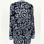 Bob Mackie Women's Light Blue/Black Geometric Size L Sweater - Article Consignment