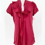Banana Republic Women's Cranberry Blouse Silk Size M Short Sleeve Top - Article Consignment