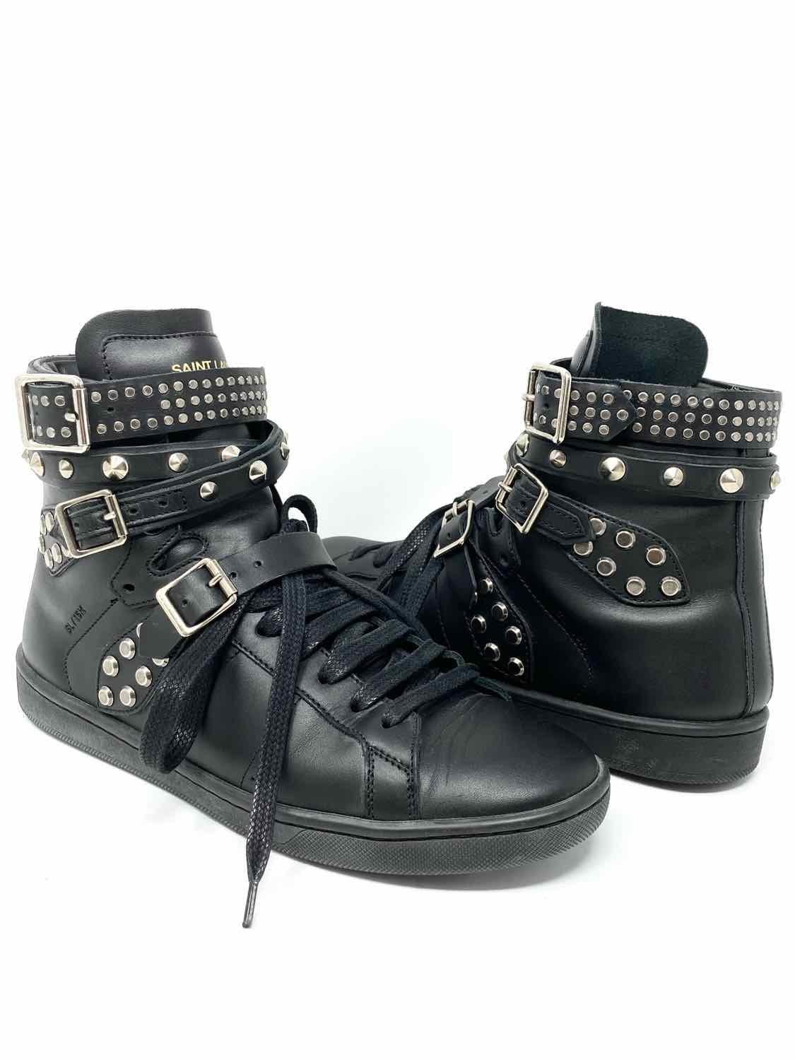 Saint Laurent Black High Top Studded Size 36.5 Sneakers