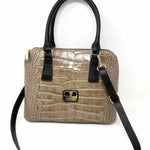 Valentina Taupe/Brown Dome Croc Embossed Satchel - Article Consignment