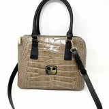 Valentina Taupe/Brown Dome Croc Embossed Satchel - Article Consignment