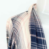 Women's Ivory/Navy Open Front Plaid Size M Cardigan - Article Consignment