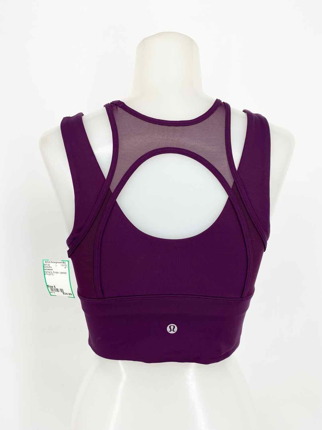 Lululemon Women's Purple Layered Size 6 Sports Bra - Article Consignment