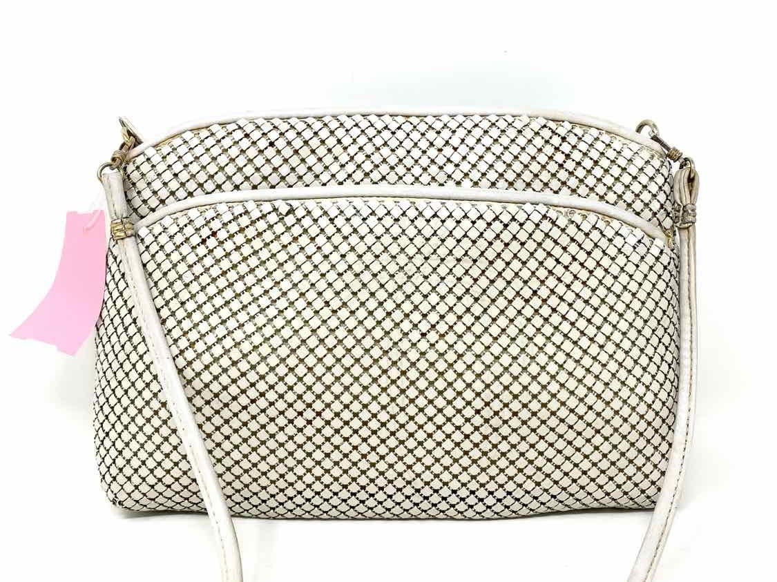 Whiting&Davis Leather Trim Cream Mesh Shoulder Bag - Article Consignment