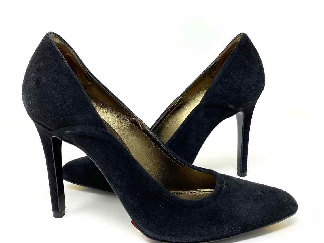 LANVIN Women's Black Stiletto Suede Pointed Italy Size 37/7 Pumps - Article Consignment