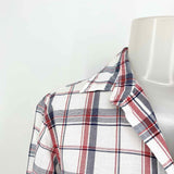Grayson Women's White/Red/Blue Button Up Plaid Size 2 Long Sleeve - Article Consignment