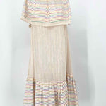 MIGUELINA Women's Ivory/Multi-Color Off The Shoulder Sheer Stripe Maxi Dress - Article Consignment