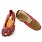 LANVIN Shoe Size 37/7 Raspberry CapToe Snake Skin Leather Flats - Article Consignment