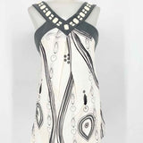 Erato Women's white/gray V-Neck Silk Abstract Size 2 Sleeveless - Article Consignment