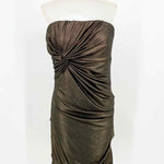 G by Guess Women's Bronze Strapless Metallic Ruched Holiday Size L Dress - Article Consignment