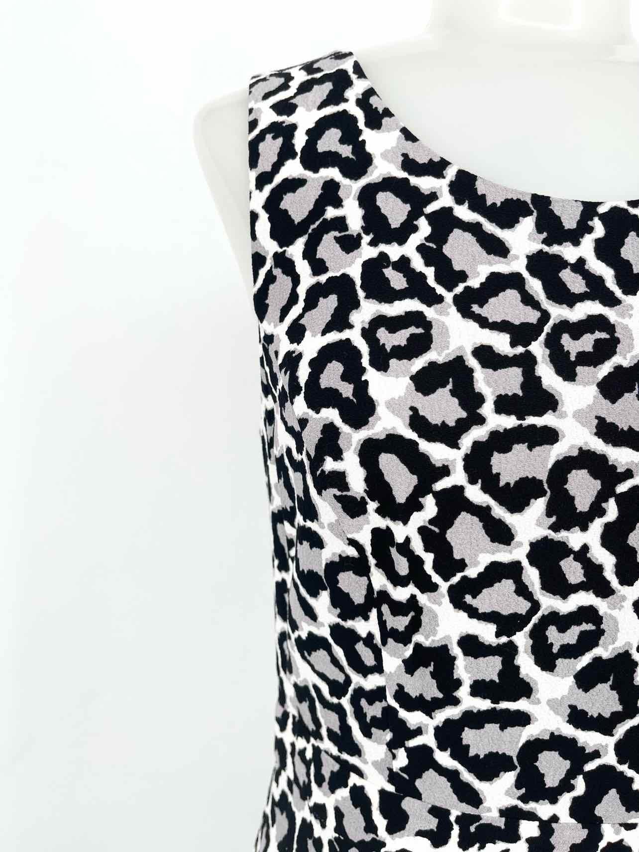 Diane Von Furstenberg Women's Gray/Black Sleeveless Animal Print Size 2 Dress - Article Consignment