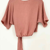 Topshop Women's Dusty Rose Faux Wrap Crop Size 2 Short Sleeve Top - Article Consignment