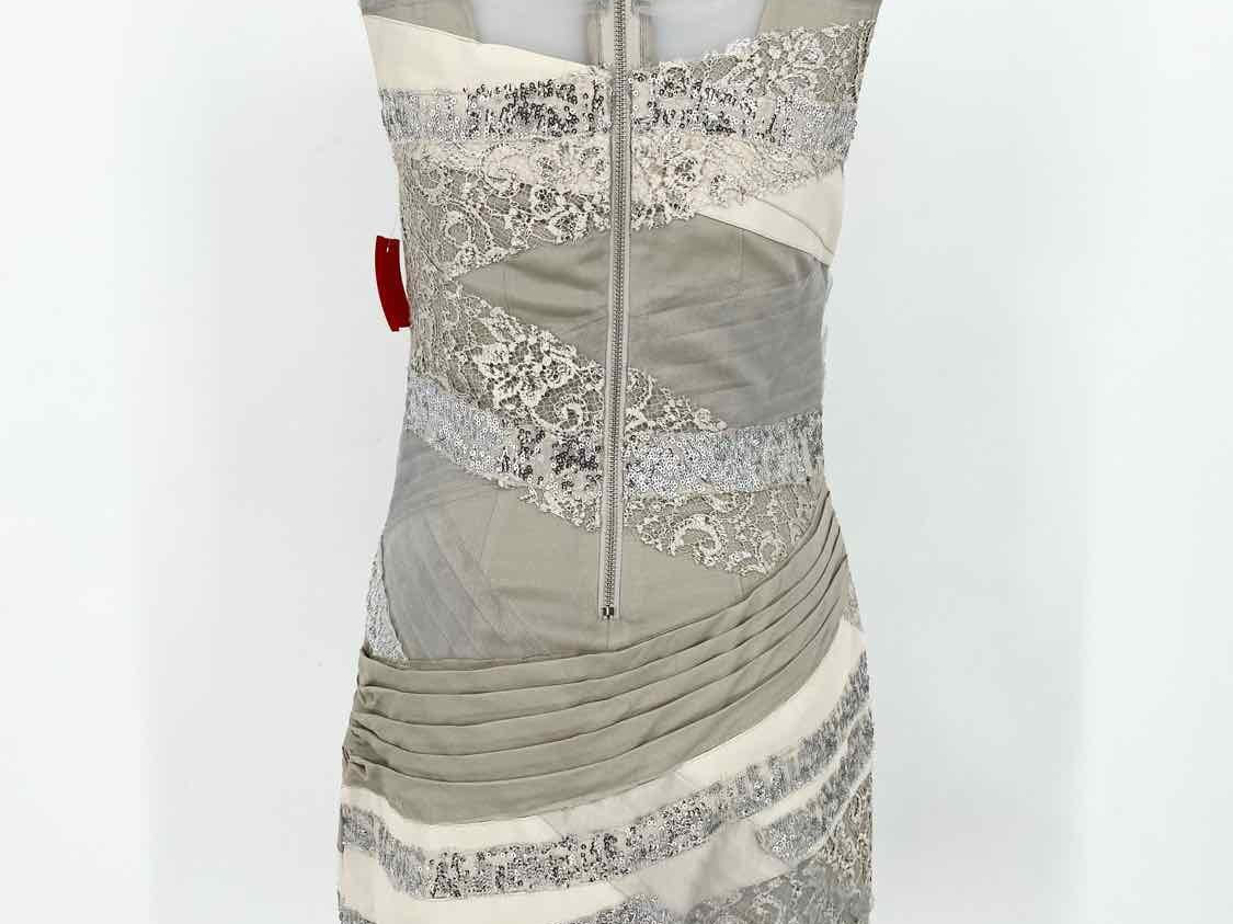 alice+olivia Women's Gray/Silver sheath bandage Tulle Sequined Size 2 Dress - Article Consignment