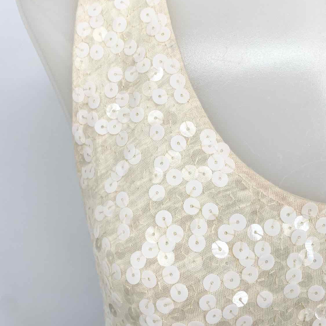 J Crew Women's Cream/Black Tank Sequined Size XS Sleeveless - Article Consignment
