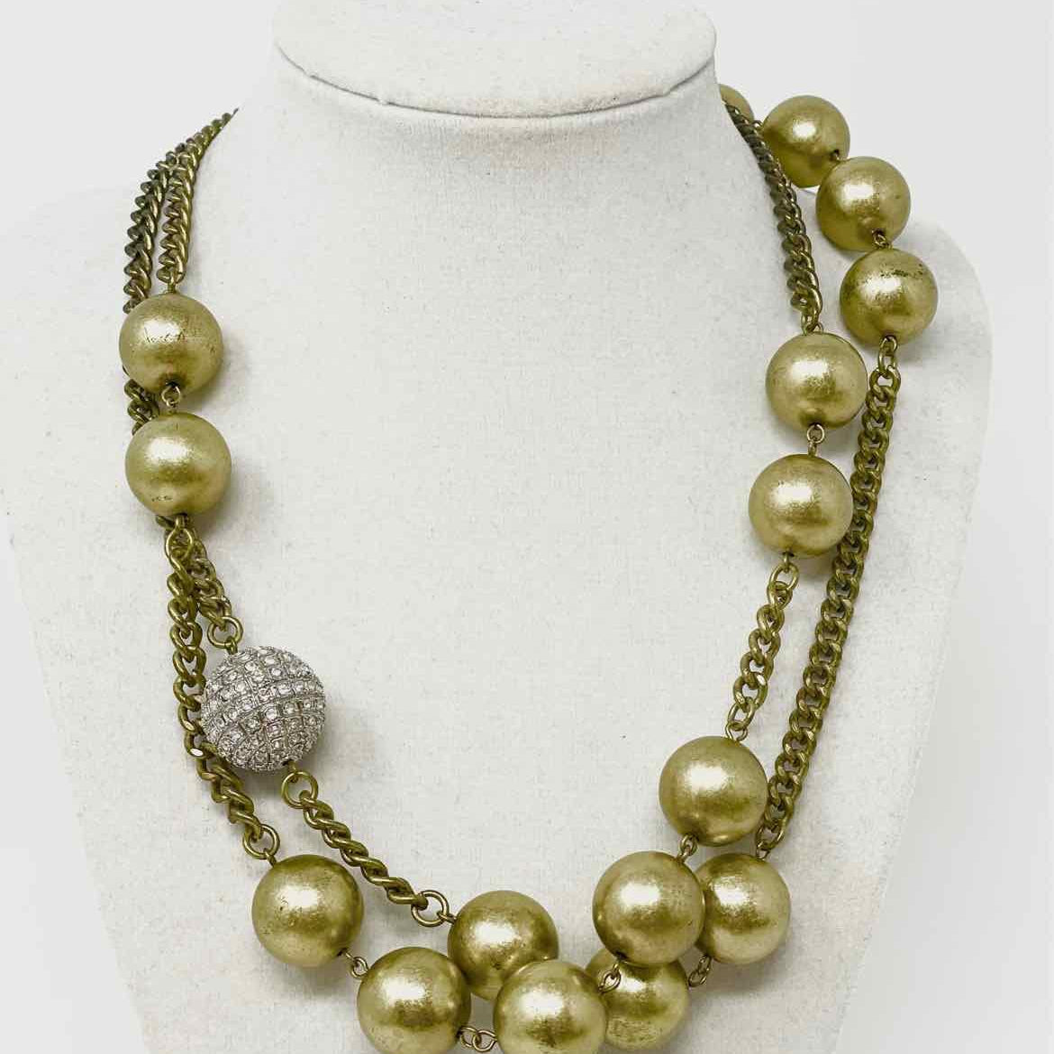 R.J. Graziano Brass Ball Rhinestone Necklace - Article Consignment
