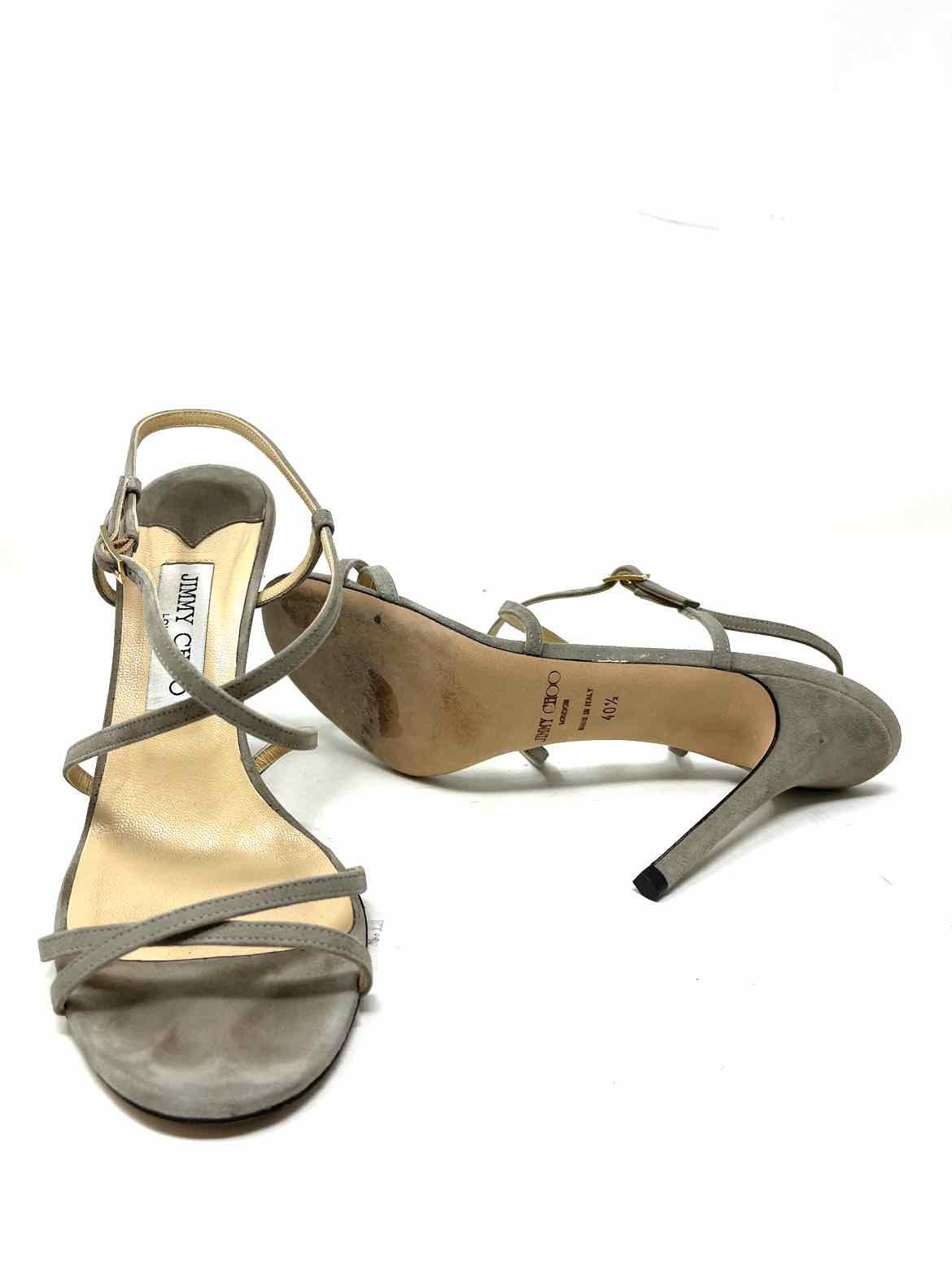 JIMMY CHOO Women's Gray Slingback Suede Size 40.5/10.5 Sandals - Article Consignment