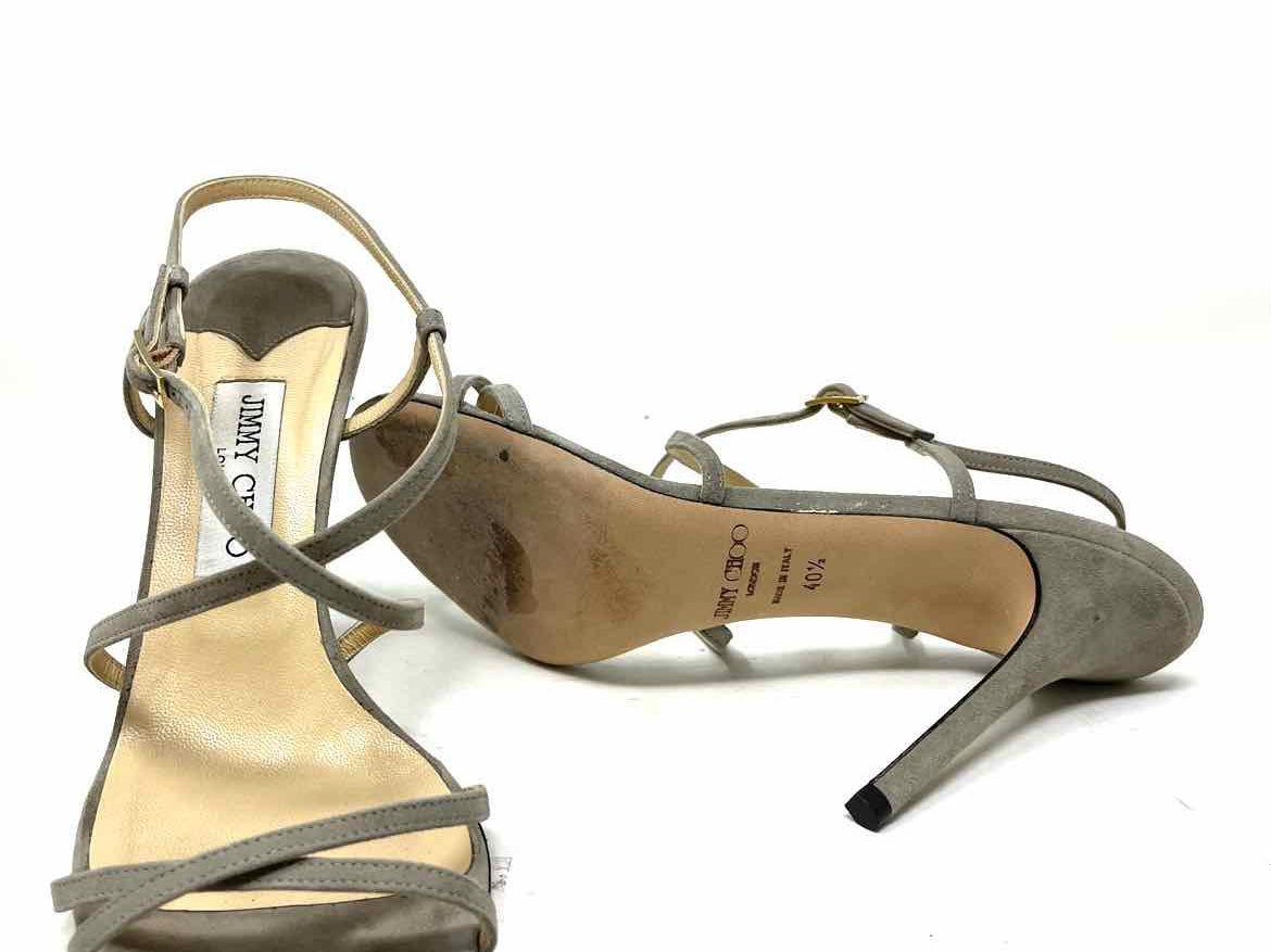 JIMMY CHOO Women's Gray Slingback Suede Size 40.5/10.5 Sandals - Article Consignment