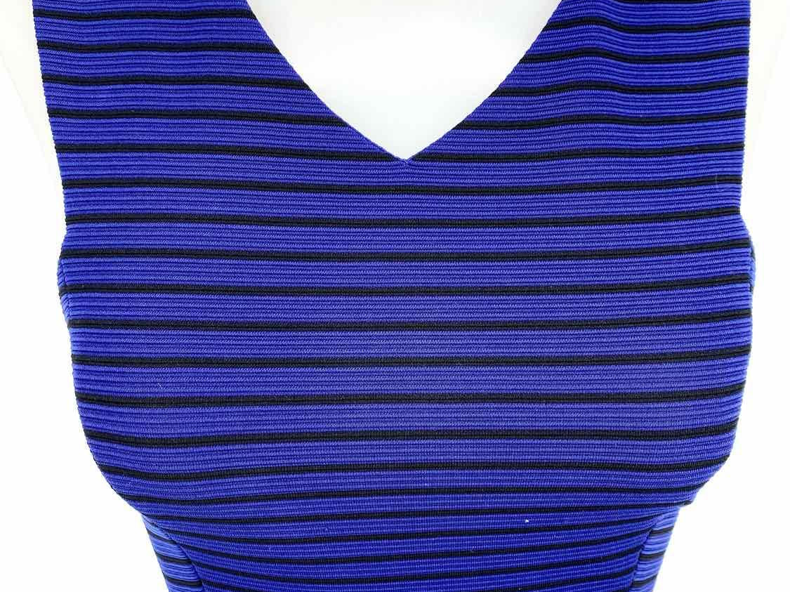 ASTR Size XS Blue/Black Crop Polyester Blend Stripe Sleeveless - Article Consignment