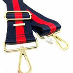 Thomas and Lee Company Navy/Red 29"-52" Stripe Bag Strap - Article Consignment