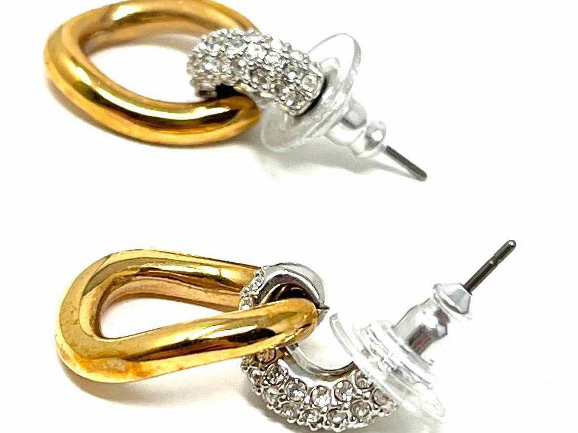 Swarovski Metal Silver/Gold Tone PAVE Earrings - Article Consignment