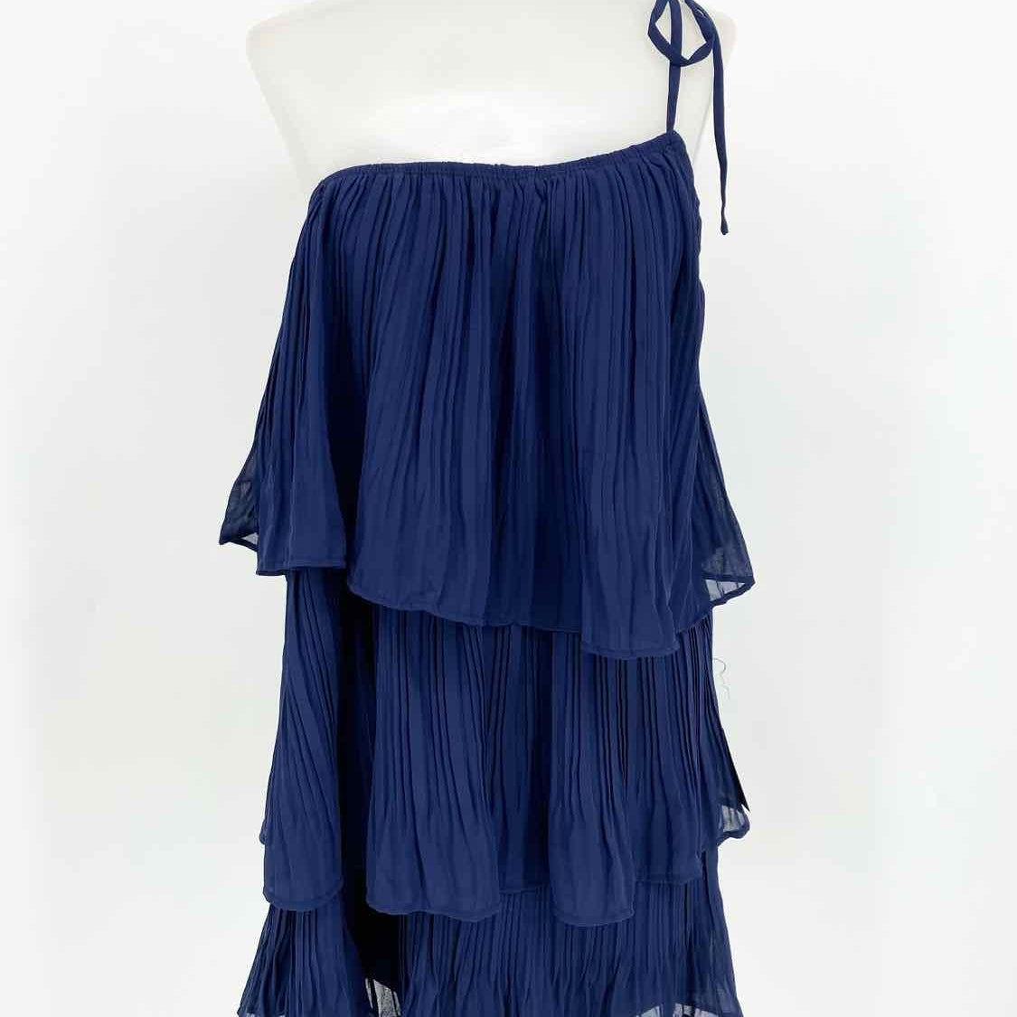 Lulus Women's Navy One Shoulder Tiered Size M Dress - Article Consignment