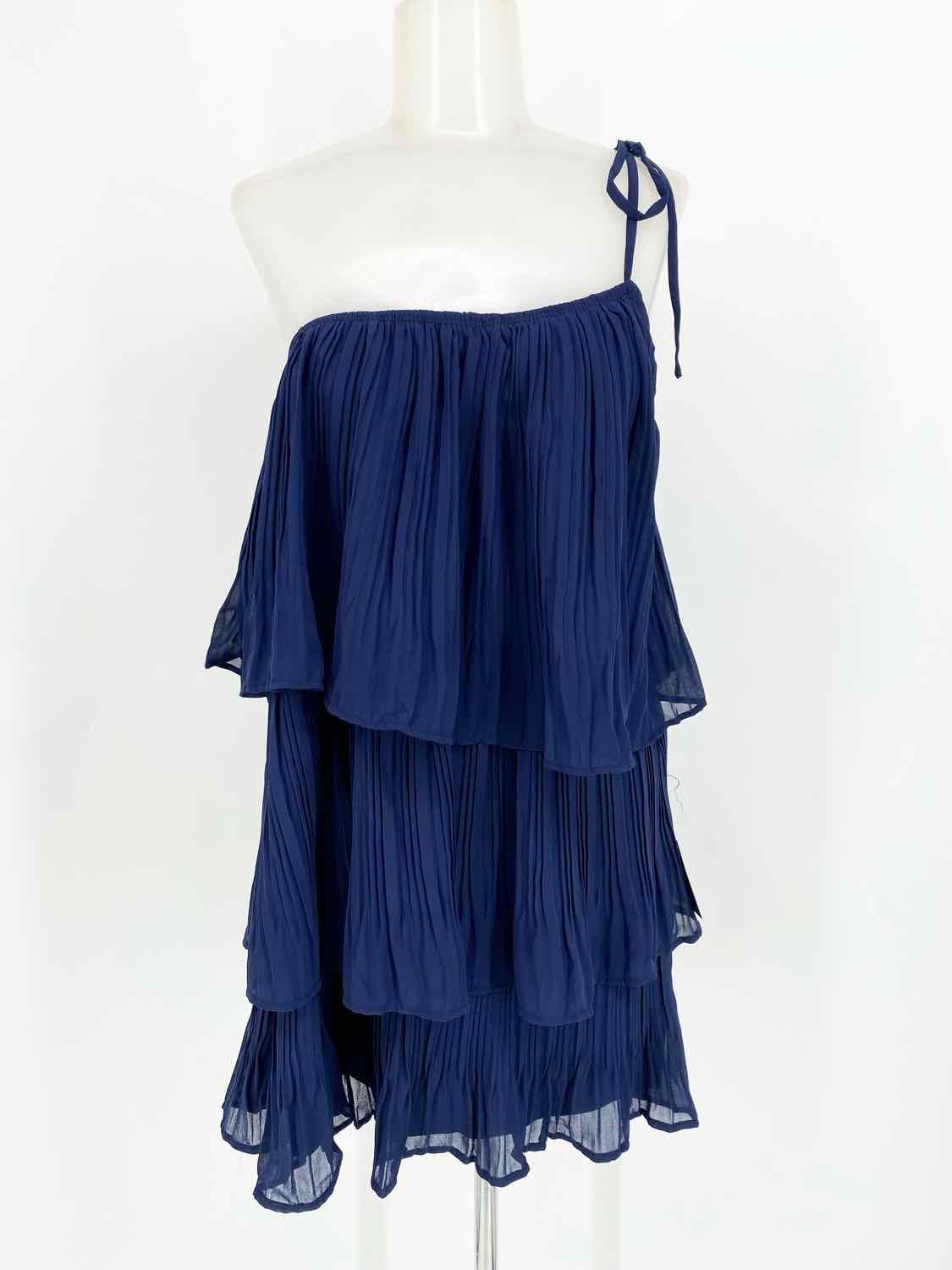 Lulus Women's Navy One Shoulder Tiered Size M Dress - Article Consignment