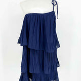 Lulus Women's Navy One Shoulder Tiered Size M Dress - Article Consignment