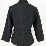 Wendy Hil Women's Black Blazer Ribbed Bow Professional Size M Jacket - Article Consignment