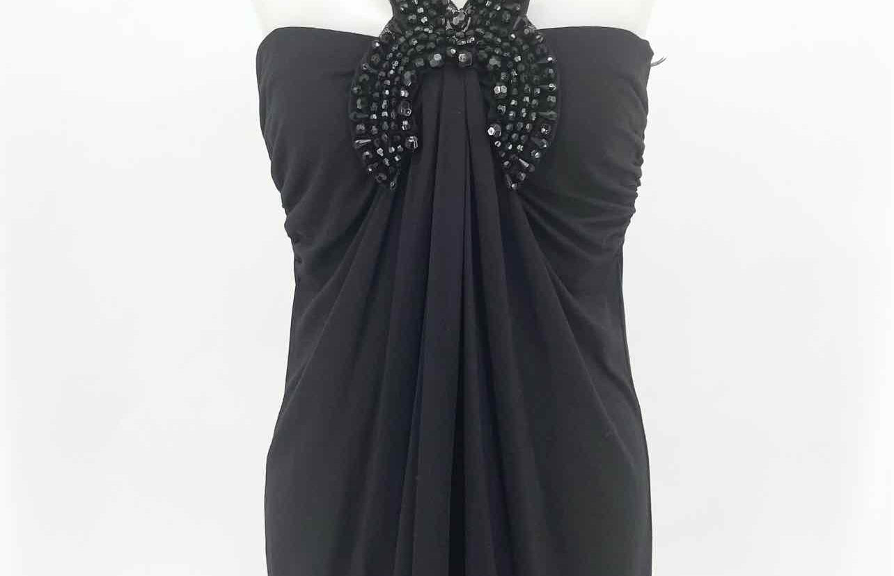 Tribute Women's Black Halter Beaded Date Night Size M Dress - Article Consignment