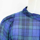 Pietsie Women's Jove Blue/Green Maxi Cotton/Linen Plaid Lagenlook S Sheer Dress - Article Consignment