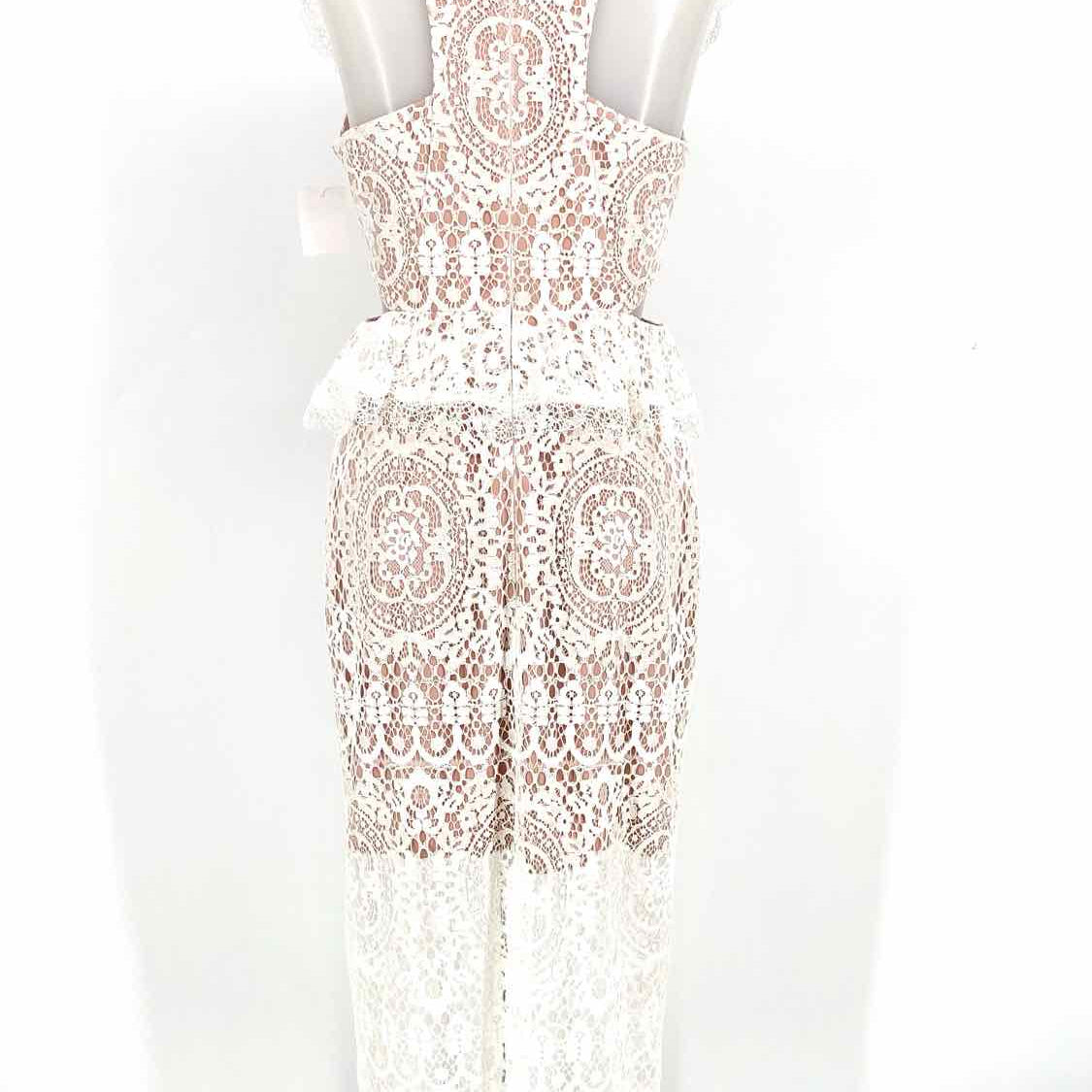 ALEXIS Women's White Sleeveless Rayon Blend Lace Cut Out Size S Dress