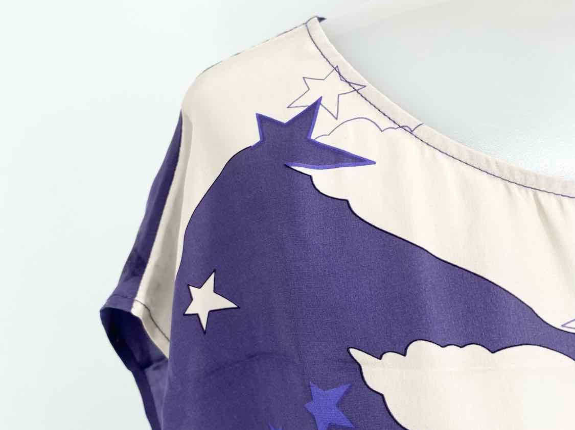 Cabi Women's Purple/Gray Drop Shoulder Silk Stars Size S Sleeveless - Article Consignment
