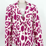 Lafayette 148 Women's Pink/White Animal Print Business Casual Size 12 Blazer - Article Consignment